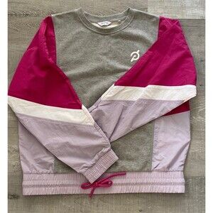Peloton Women’s large gray Pink purple Colorblock wind breaker Sweatshirt